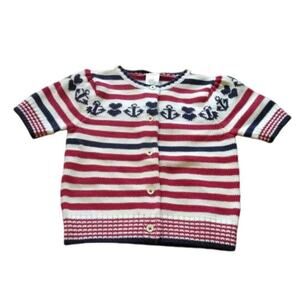 Gymboree BON VOYAGE Cardigan Girls Sweater Red White Blue  Size 4